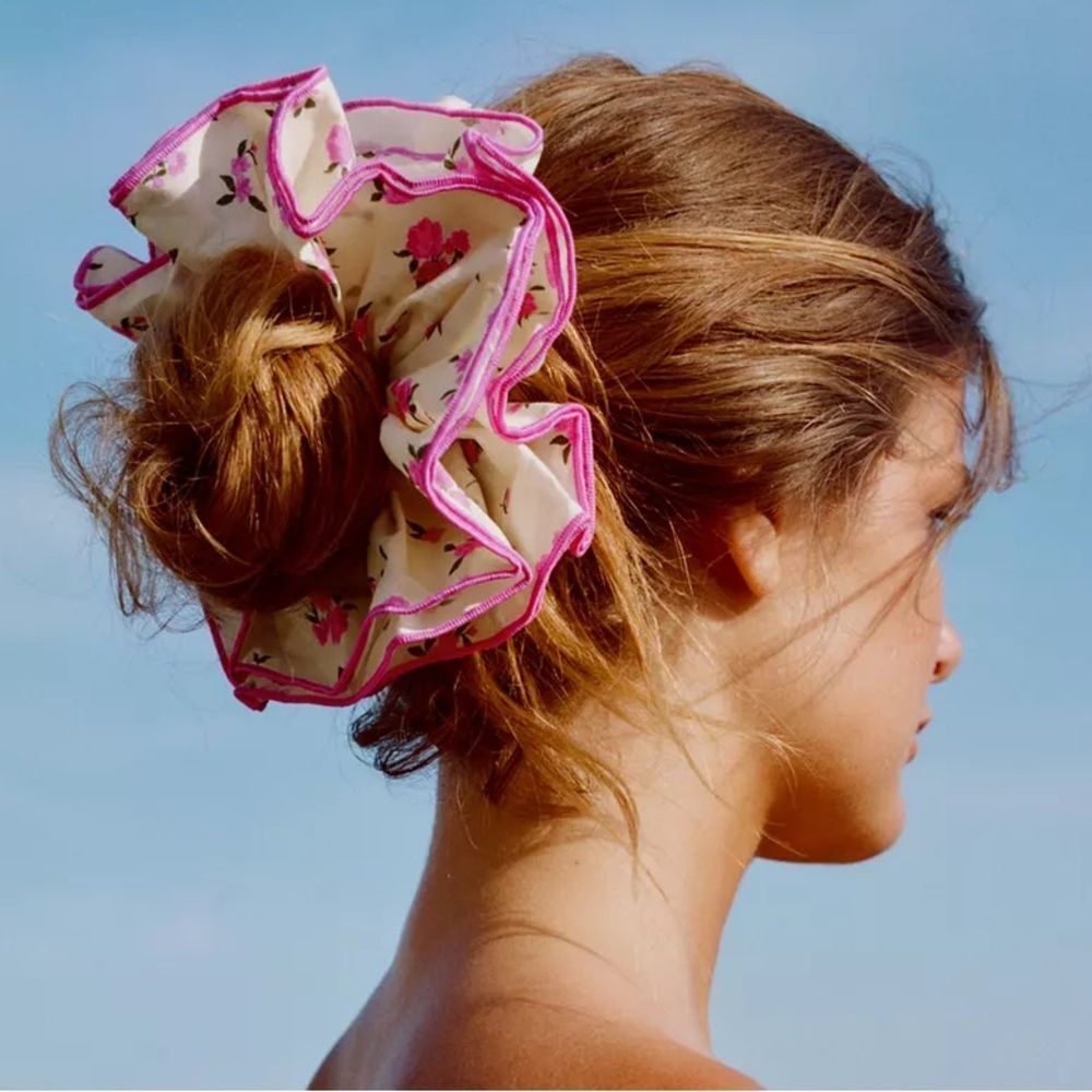 ZARA CONTRAST FLORAL MAXI SCRUNCHIE